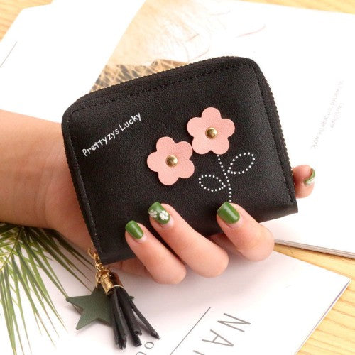 Black Women's Fringed PU Leather Wallet