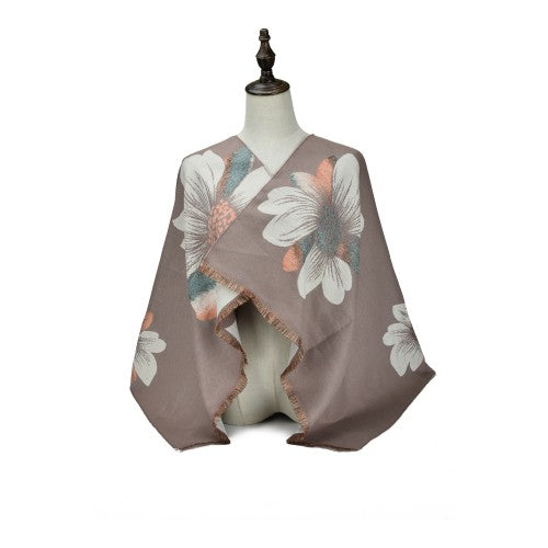 PINK Luxury Floral Bloom Cashmere Poncho Shawl Wrap – Elegant Soft Scarf for Women