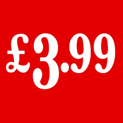 PS22 Red - £3.99 Cardboard Shop Sign