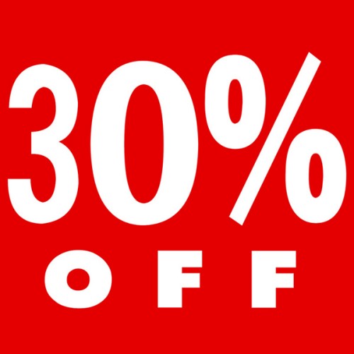 PS12 Red - 30% Off Cardboard Shop Sign