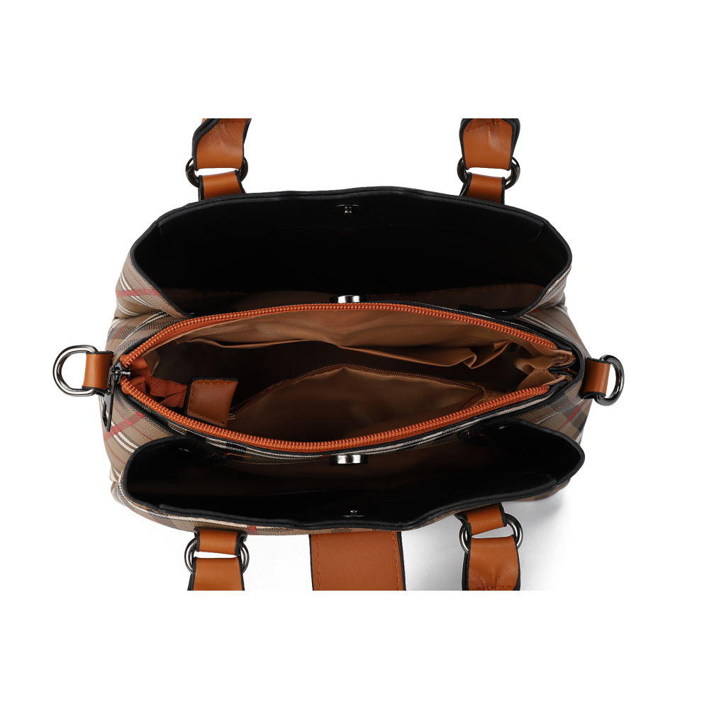 3 Piece Plaid PU Leather Handbag Set – Shoulder Bag + Small Bag + Card holder