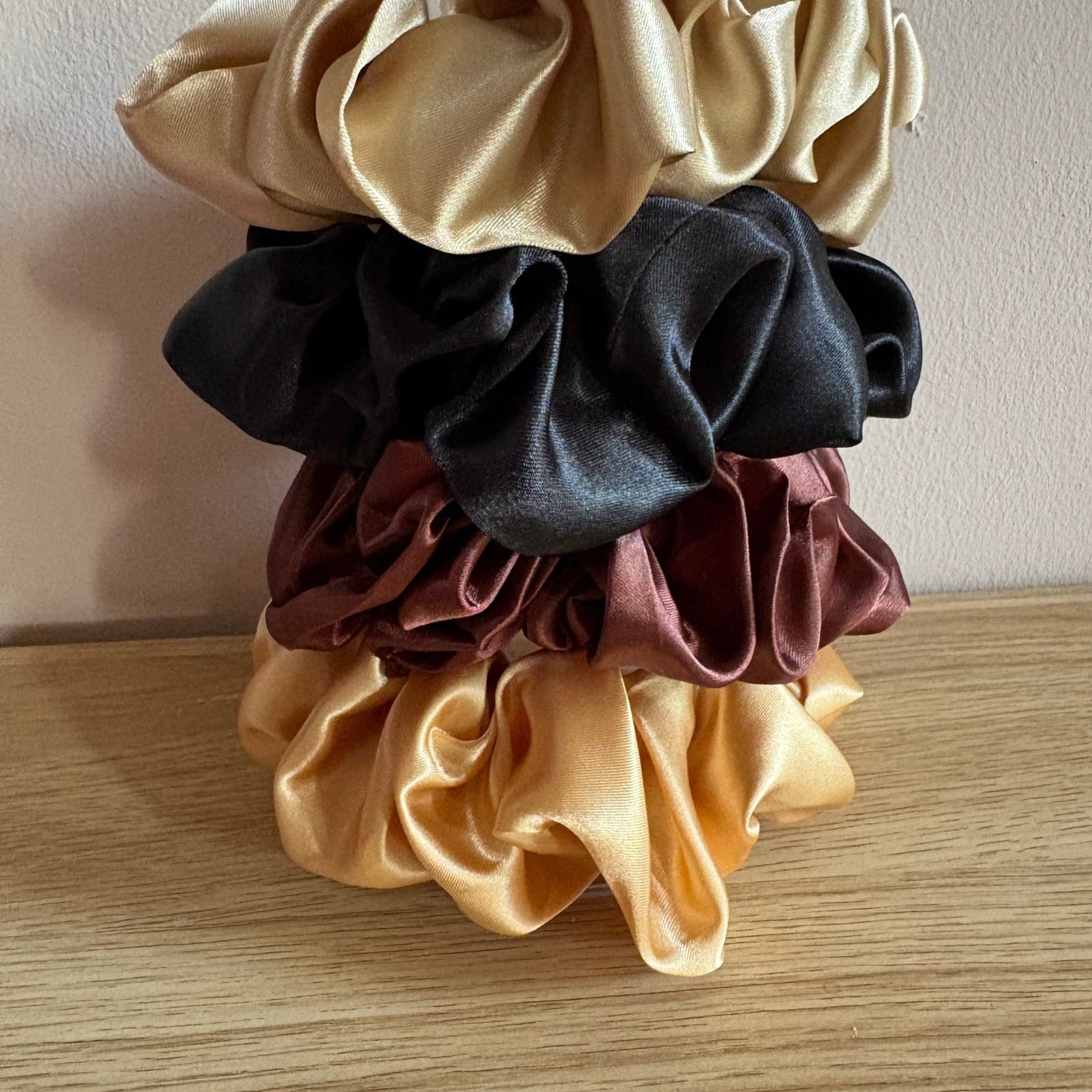Handmade 4 Pack Large Satin Scrunchies Hair ties
