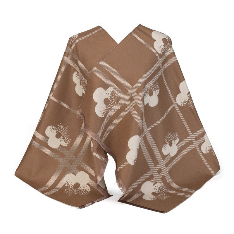 Geometric Floral 100% Cotton Oversized Shawl – Elegant Wrap & Scarf 180cm × 65cm