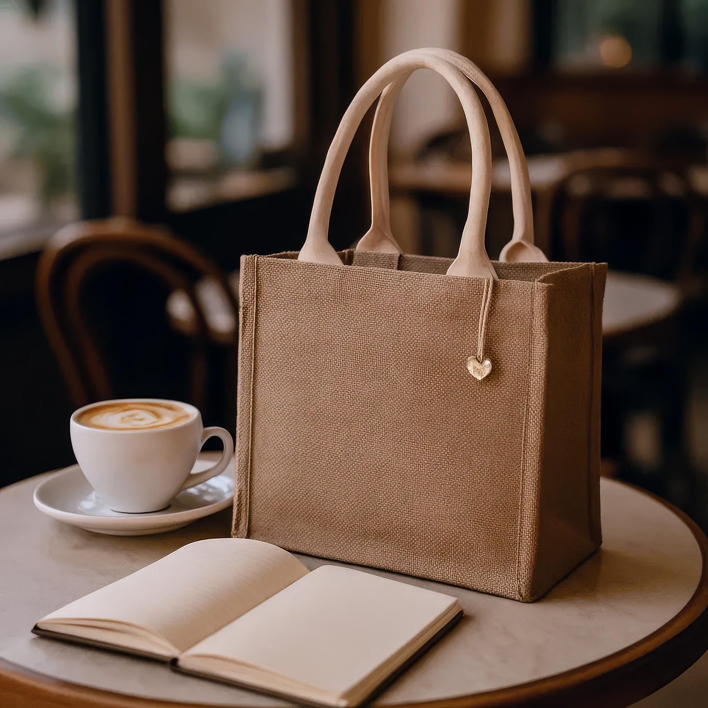 Eco-Friendly Jute Tote Bag with Cotton Handles – Reusable Shopping & Gift Bag