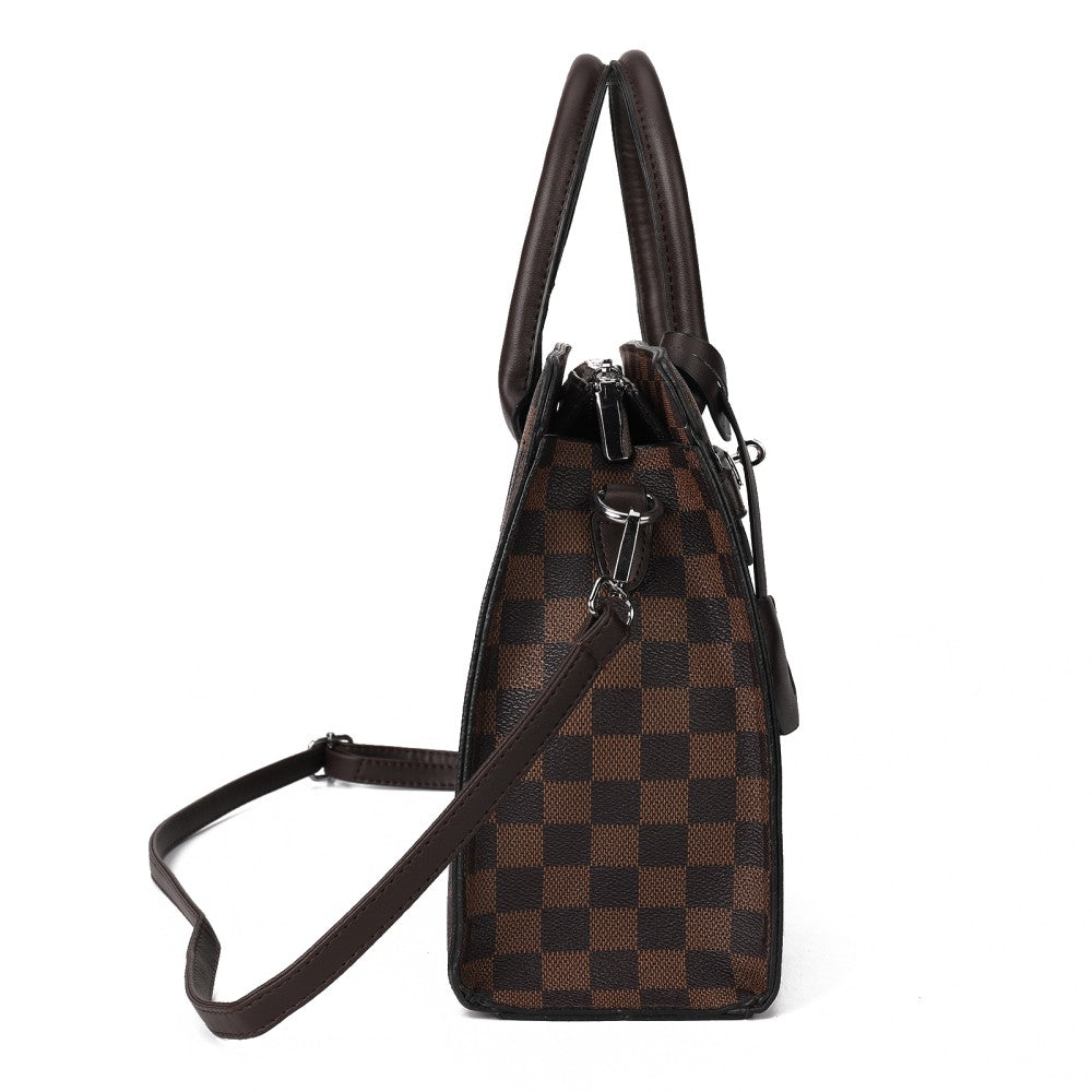PU Leather Tote Handbag – Large Capacity Shoulder Bag with Classic Checkered Design