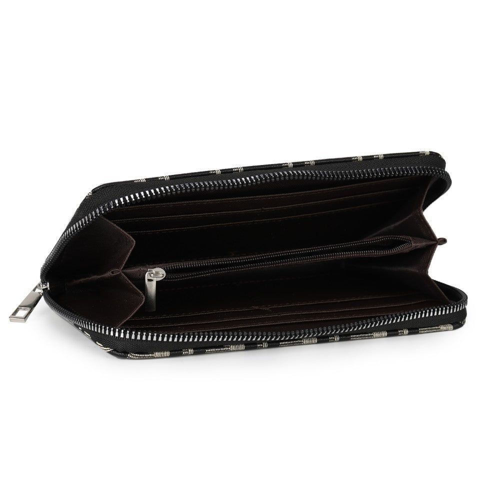 BLACK PU Leather Handbag with Chain Detail & Matching Purse – Elegant Designer-Inspired Shoulder Bag for Women