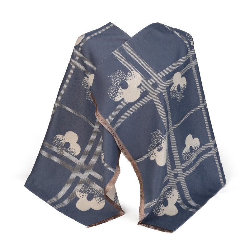 Geometric Floral Oversized Shawl – 100% Cotton Wrap & Scarf (180cm × 65cm)