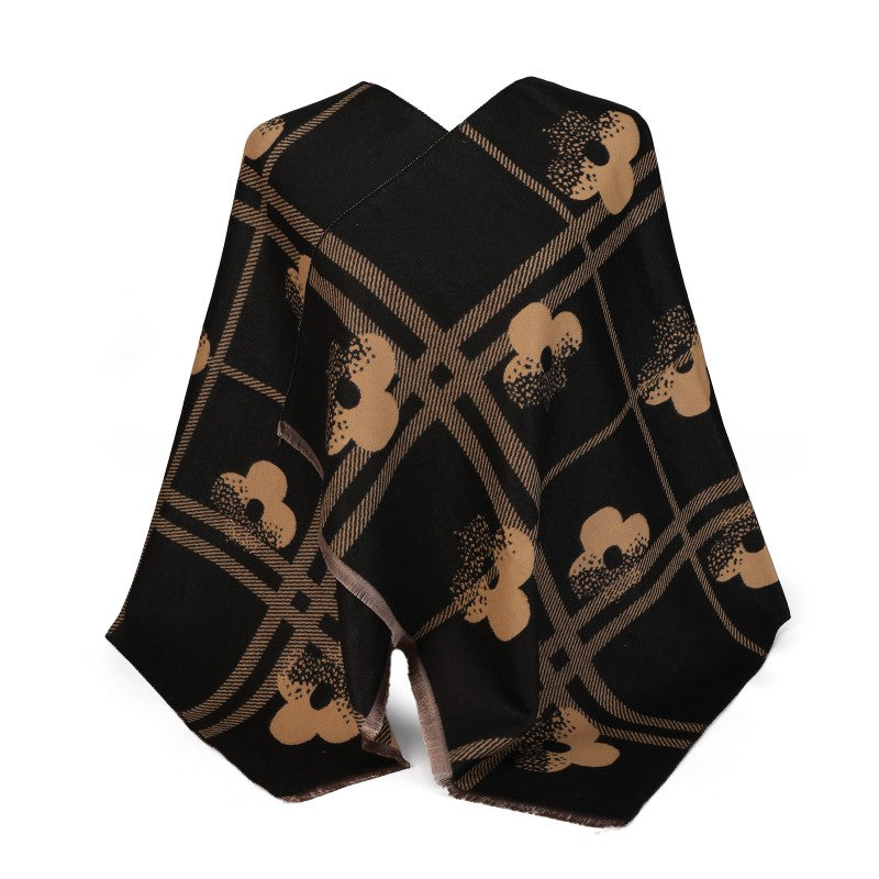 Geometric Floral Oversized Shawl – 100% Cotton Wrap & Scarf (180cm × 65cm)