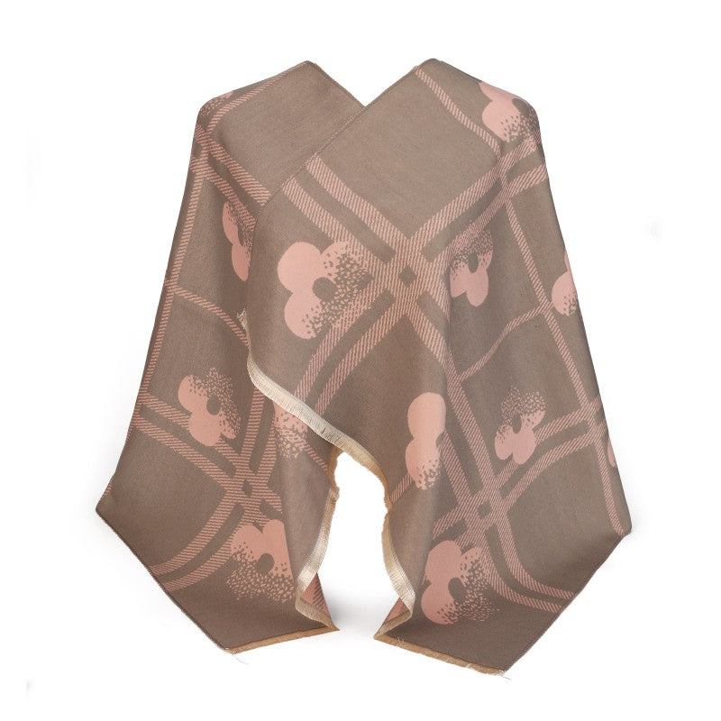 Geometric Floral Oversized Shawl – 100% Cotton Wrap & Scarf (180cm × 65cm)