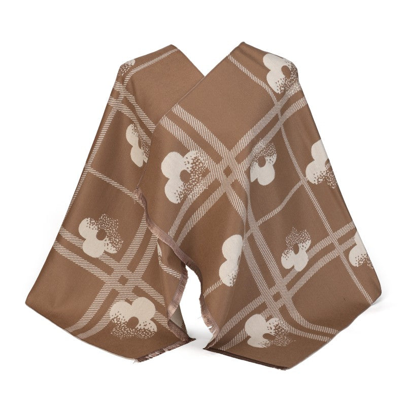 Geometric Floral Oversized Shawl – 100% Cotton Wrap & Scarf (180cm × 65cm)