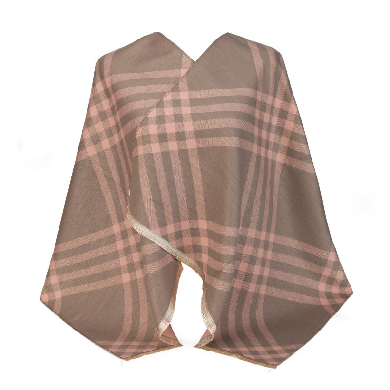 Checked Oversized Shawl – 100% Cotton Plaid Wrap & Scarf (180cm × 65cm)