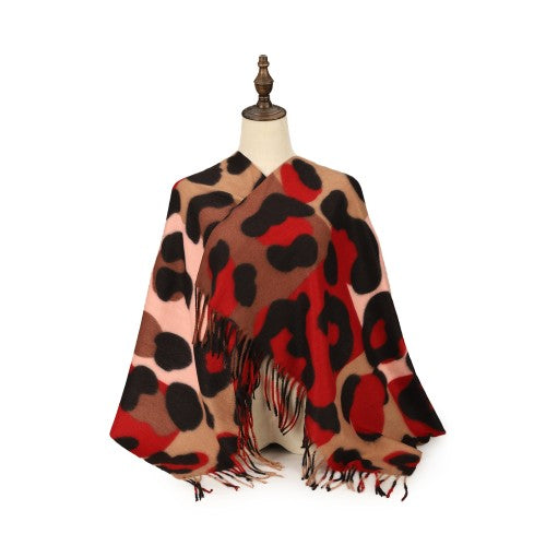 RED Urban Chic Cashmere Scarf – Luxury Soft Oversized Animal Pattern Wrap