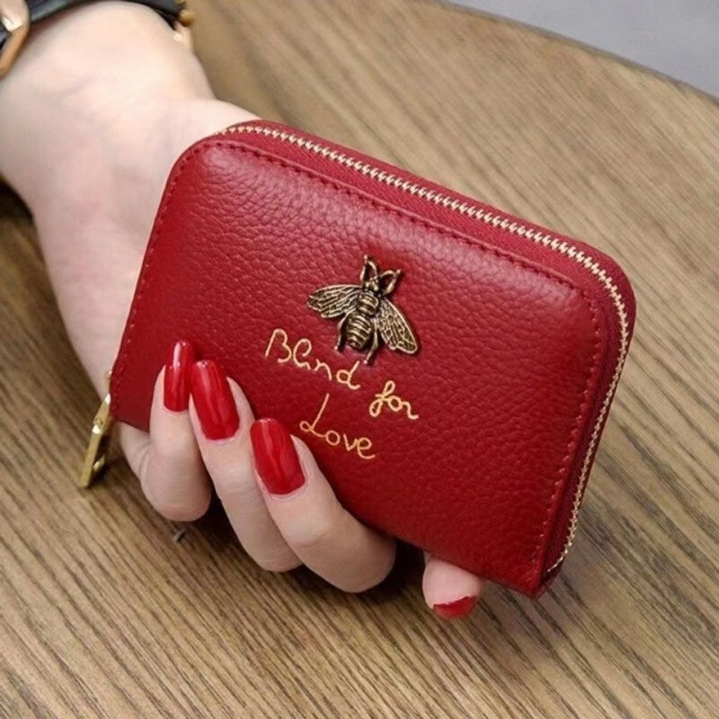 LB02850 BIG RED Bee-themed PU Leather Cardholder