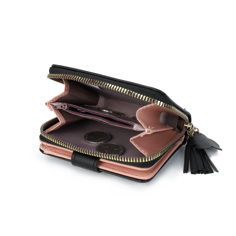 Tassel Accent Compact Wallet -BLACK