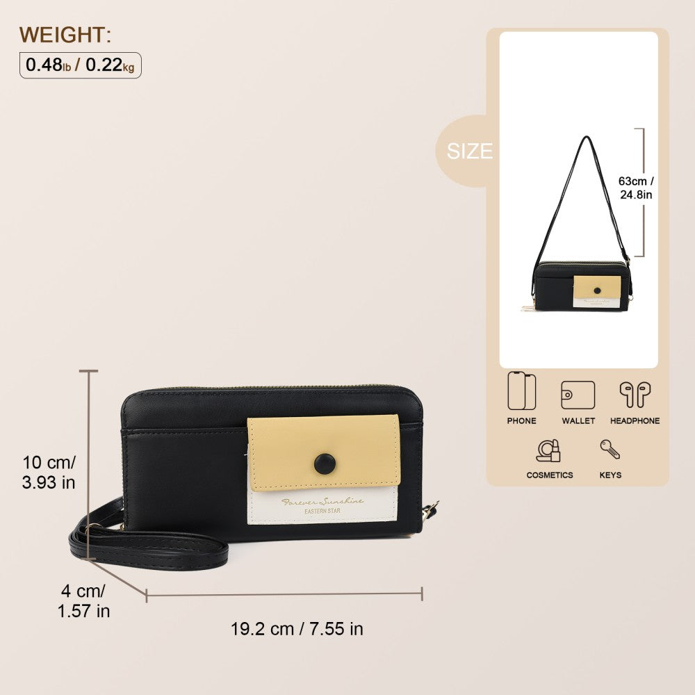 Forever Sunshine Multi-Compartment Crossbody Purse -BLACK