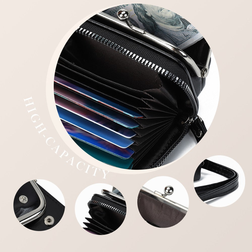 Classic Kiss Lock Wristlet Purse -BLACK