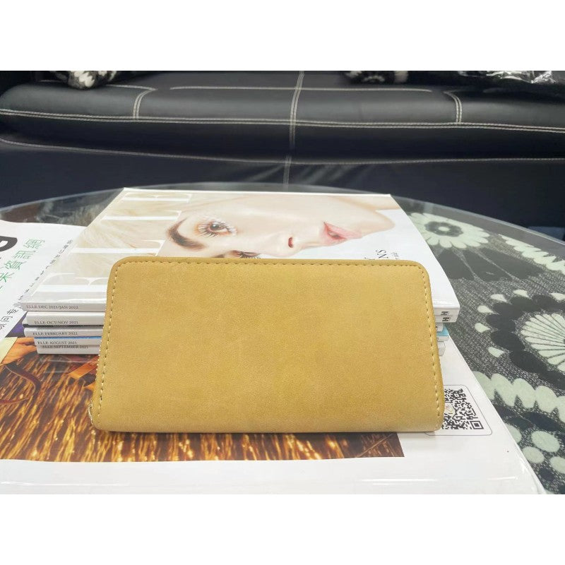 Classic Zip-Around Beige Wallet