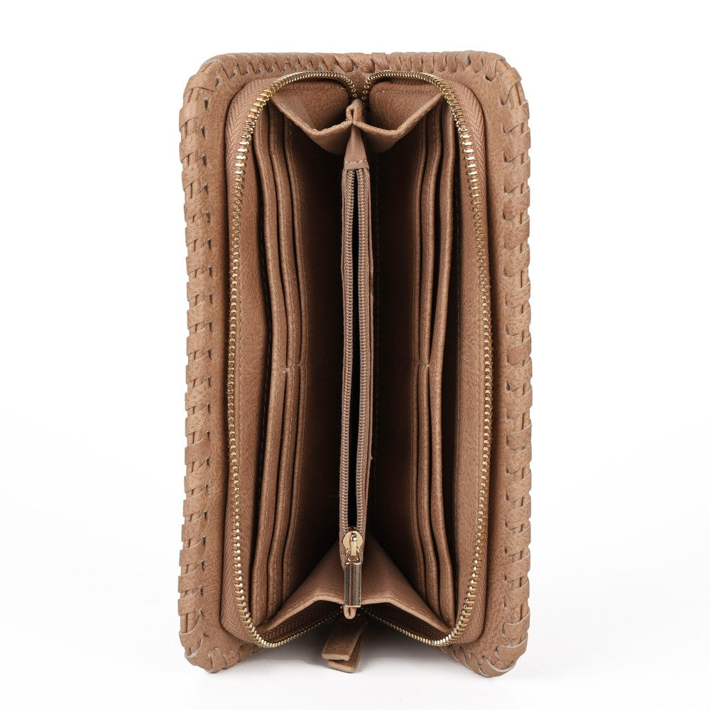 Laser-Cut Pattern PU Wallet with Shoulder Strap – Stylish Multi-Function Purse