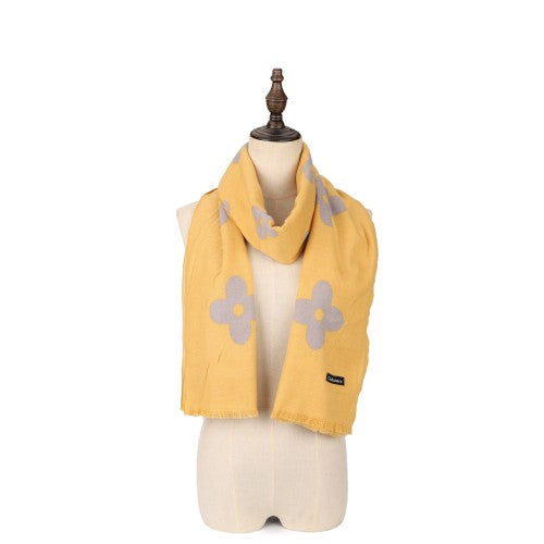 YELLOW Floral Pattern Fashion Cashmere Scarf