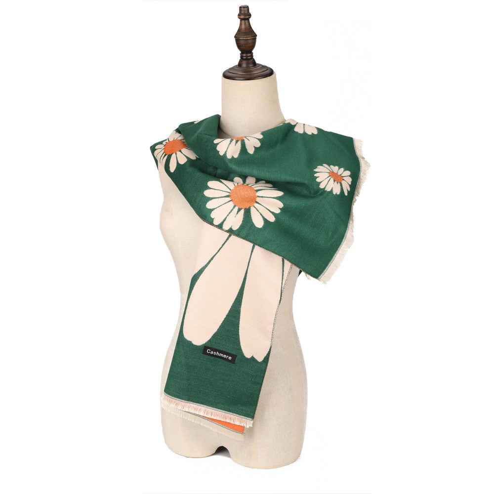 GREEN Bright Floral Pattern Scarf
