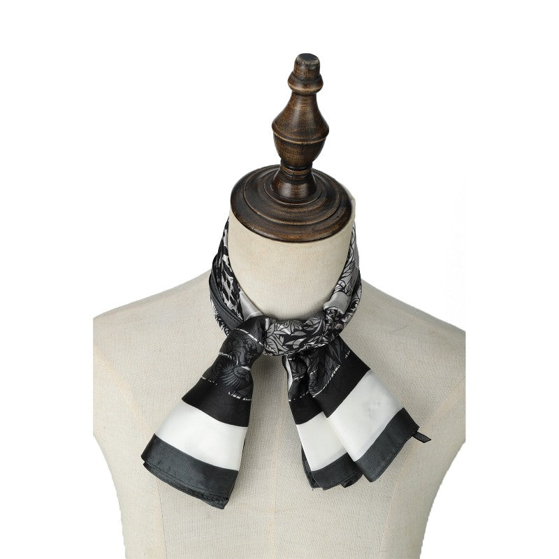 Luxury Black Printed Square Scarf – 70cm x 70cm