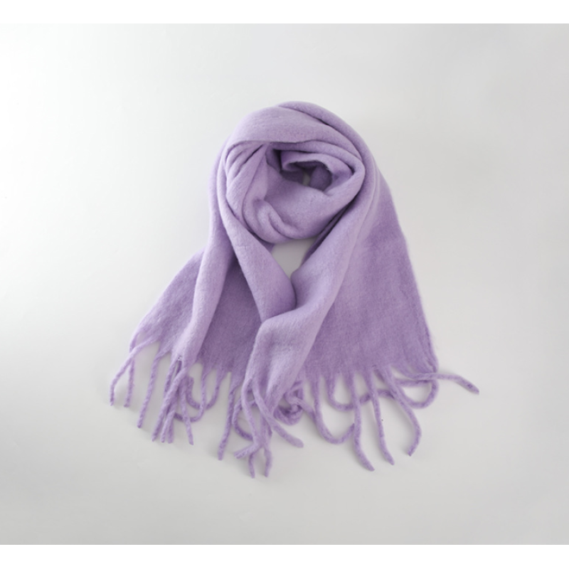 PURPLE Soft Cashmere Winter Scarf – Oversized Warm Tassel Shawl for Women