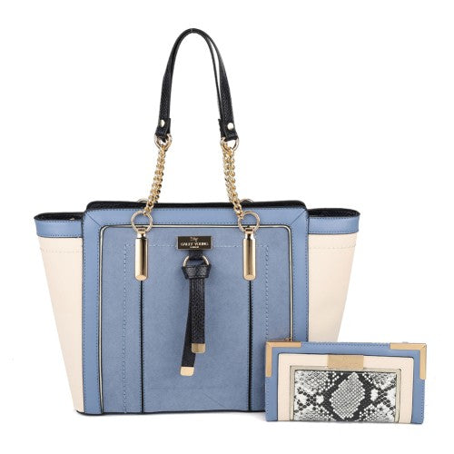 SY2217-BLUE - Women's new fashion snake print color matching handbag without purse