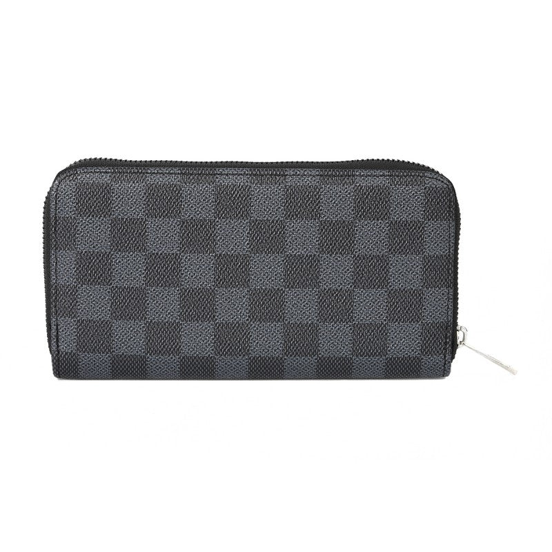Checkered Zip-Around Long Wallet