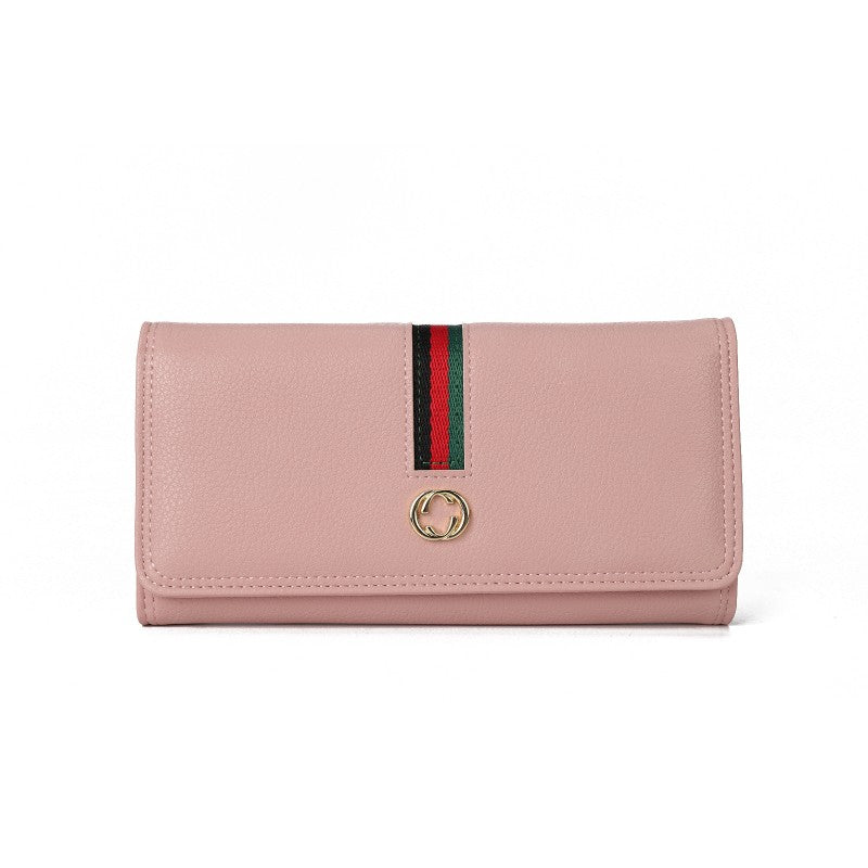 Luxury Pink Leather Wallet – Elegant Long Purse with Card & Cash Organizer