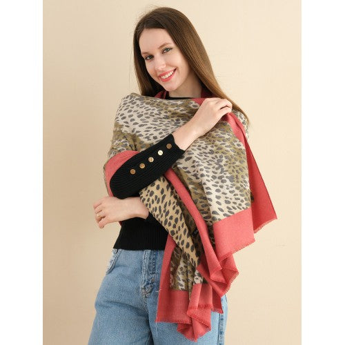 PLR Leopard Print Spotted Cashmere Scarf