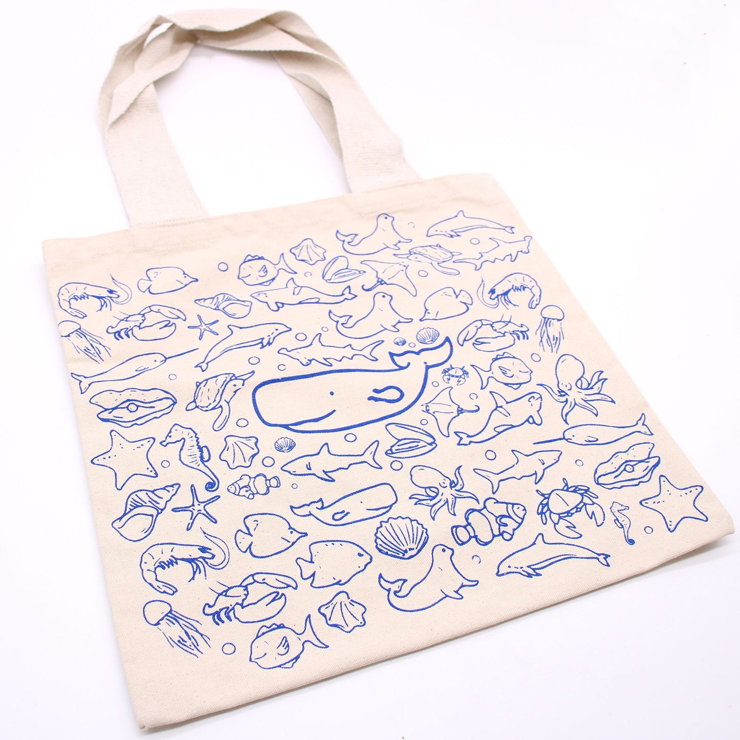 Eco-Friendly Big Cotton Shopping Bag β 10oz β Sea Life Design β 38x42 cm
