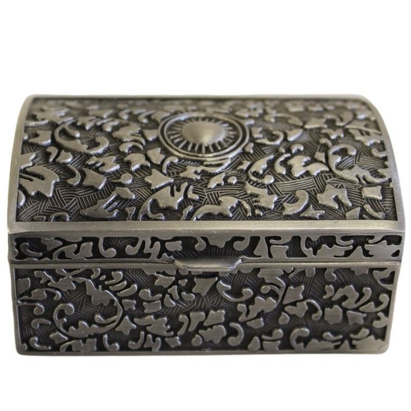 Metallene Schmuckschatullen rechteckige Box mit Rebenmuster