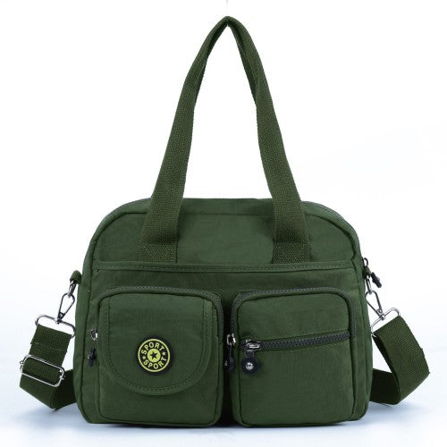 GREEN Voyager Utility Nylon Shoulder Bag – Waterproof Multi-Pocket Travel Handbag