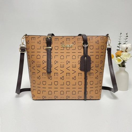 CT44928 YELLOW ZM Street Style Boston Bag with Letter Detail