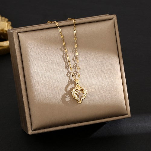 NL0046 Gold Golden Heartbeat Harmony Necklace