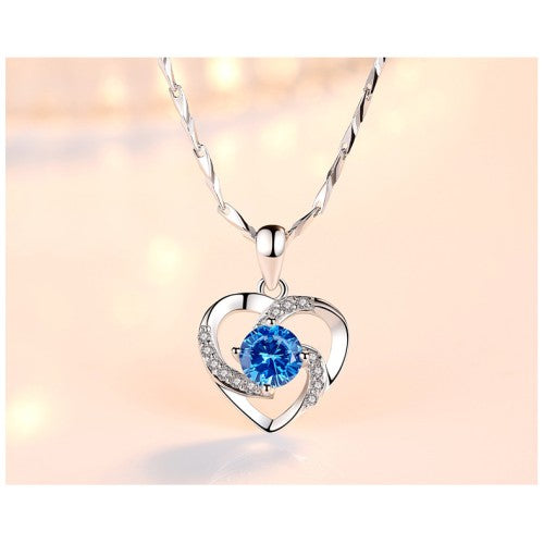 NL0050 Blue Heart-shaped Earrings with Zircon