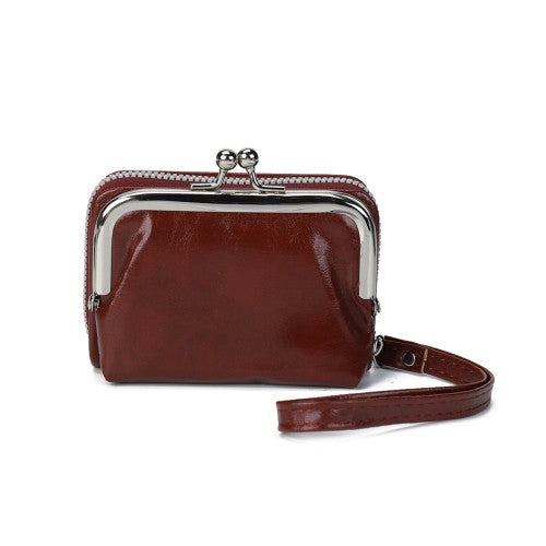 Classic Kiss Lock Wristlet Purse-RED