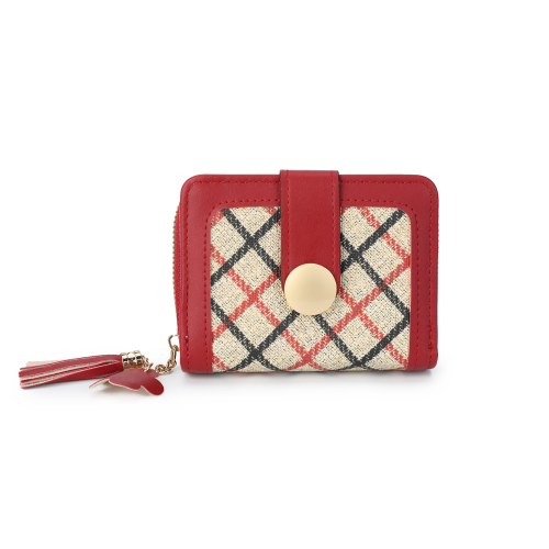 Tassel Accent Compact Wallet-RED