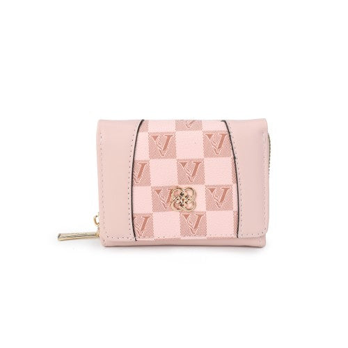 Checkered Accent Compact Wallet =PINK