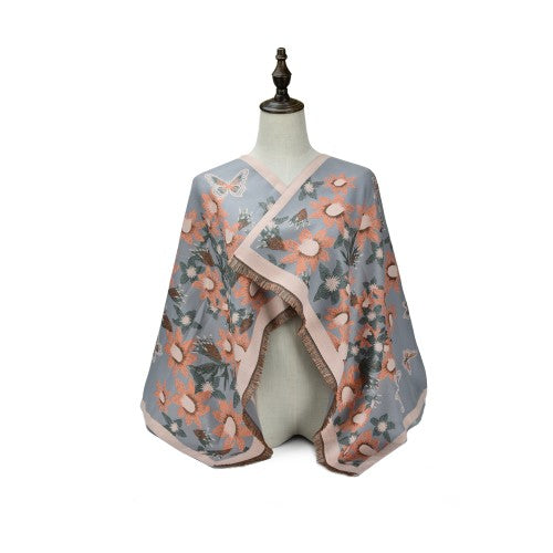 GREY Luxury Floral Butterfly Cashmere Scarf Wrap – Elegant Soft Shawl for Women