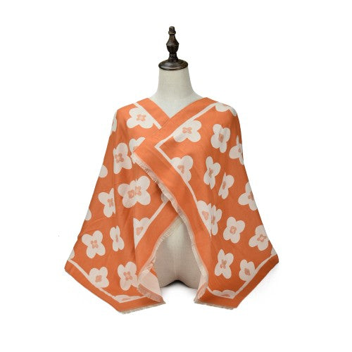 Luxury Floral Monogram Cashmere Poncho Shawl Wrap – Elegant Designer-Inspired Scarf for Women