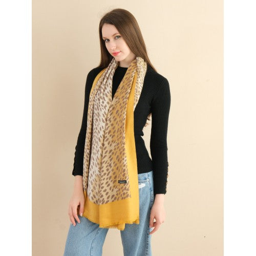 WHEAT  Leopard Print Spotted Cashmere Scarf