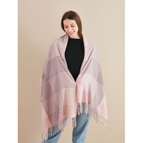 PINK Newest Fashion Scarf Checkered With Tassel Ends