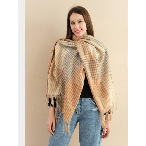 CAMEL Newest Fashion Scarf Checkered With Tassel Ends