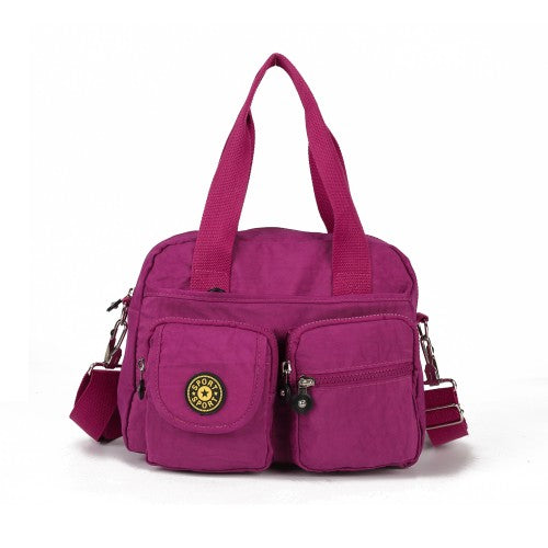 FUSHIA Voyager Utility Nylon Shoulder Bag – Waterproof Multi-Pocket Travel Handbag
