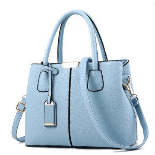 CT44936 BLUE Chic PU Leather Handbag with Lychee Pattern