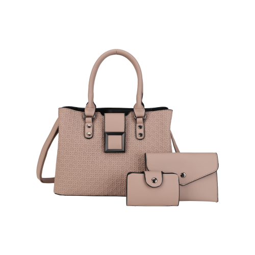CT44945 KHAKI Urban Chic PU Leather Diamond Pattern Three-Piece Bag Set