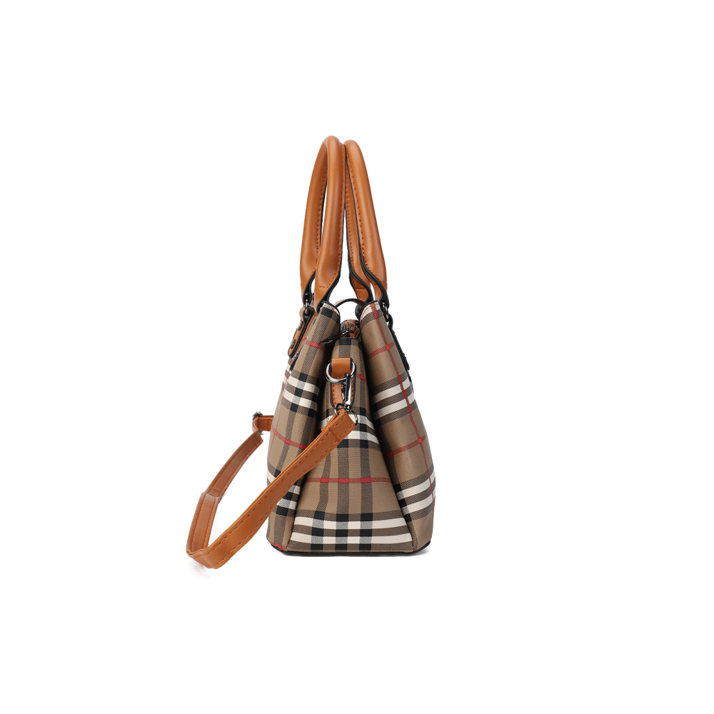 3 Piece Plaid PU Leather Handbag Set – Shoulder Bag + Small Bag + Card holder