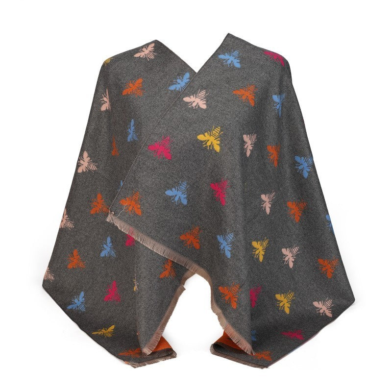Luxury 100% Cotton Bee Print Scarf Shawl Wrap – Soft Oversized Fashion Accessory