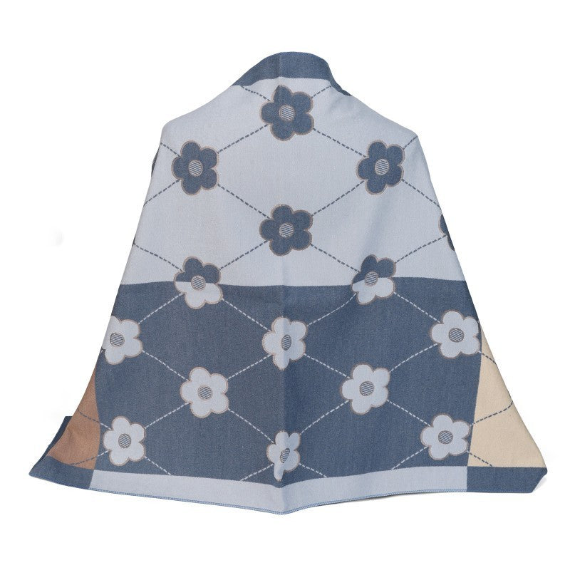 Floral Oversized Cotton Shawl Wrap – 100% Cotton Scarf Poncho Style (180cm × 65c